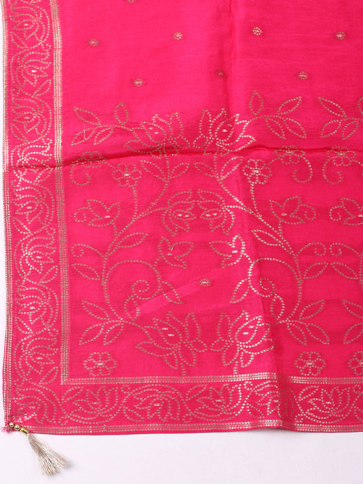 Woven Design Chanderi Unstitched Kurta With Pant &amp; Dupatta