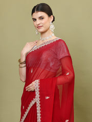 Sequence Embroidery Organza Saree