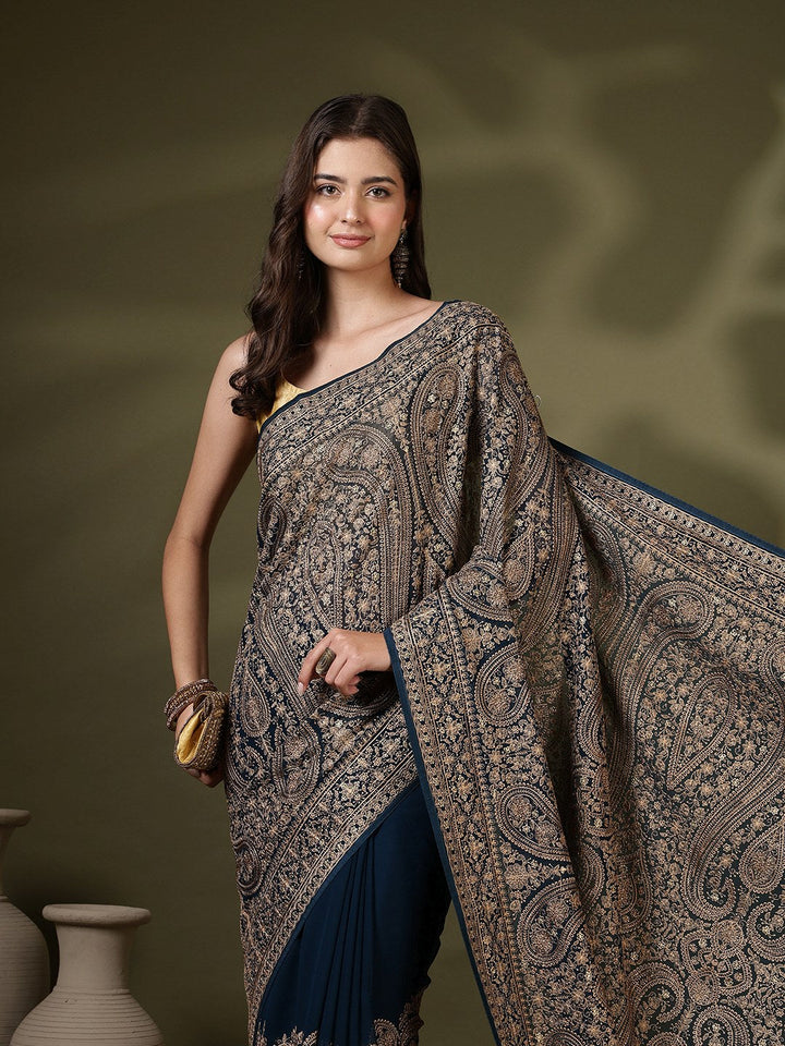 Embroidered Georgette Saree