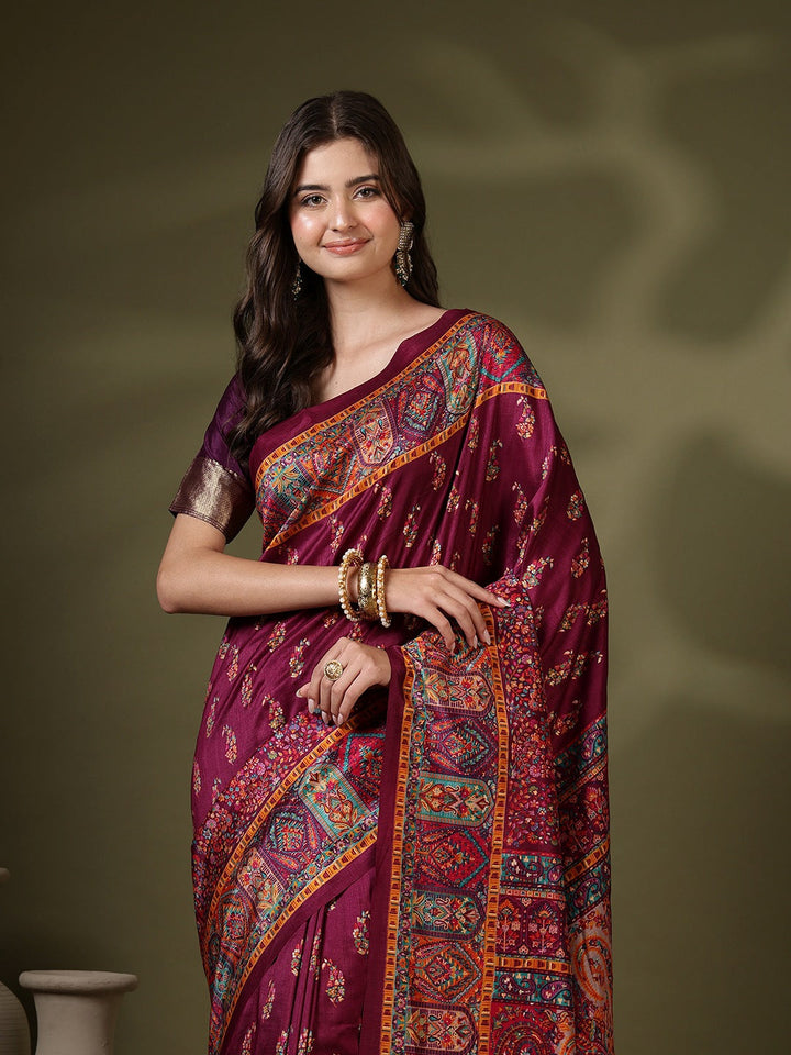 Digital Printed Art Silk Saree