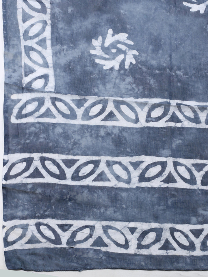 Embroidered Cotton Blend Unstitched Suit With Pant &amp; Dupatta