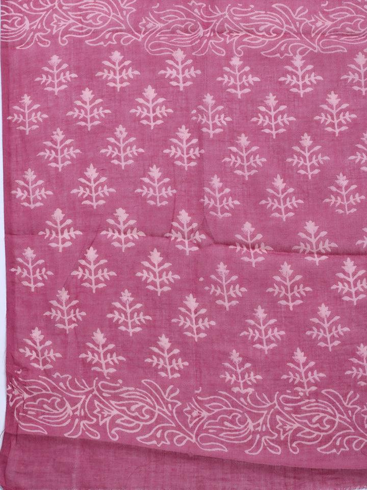 Printed Cotton Blend Unstitched Kurta With Pant &amp; Dupatta