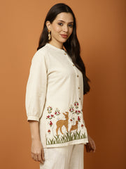 Thread Work Cotton Blend Kurti