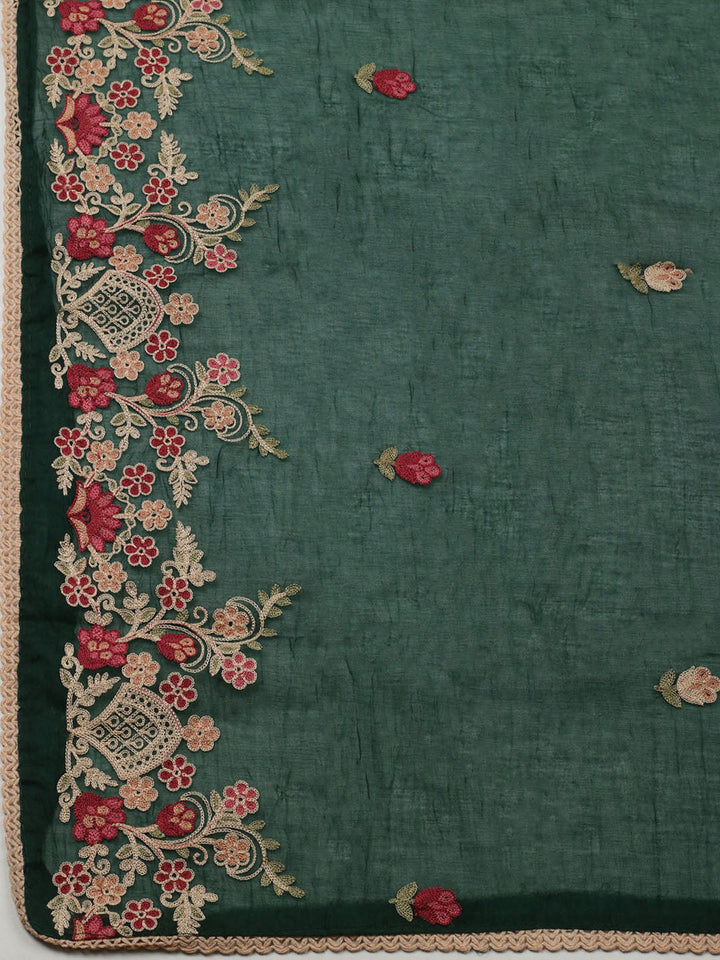 Embroidered Cotton Blend Unstitched Suit With Pant &amp; Dupatta