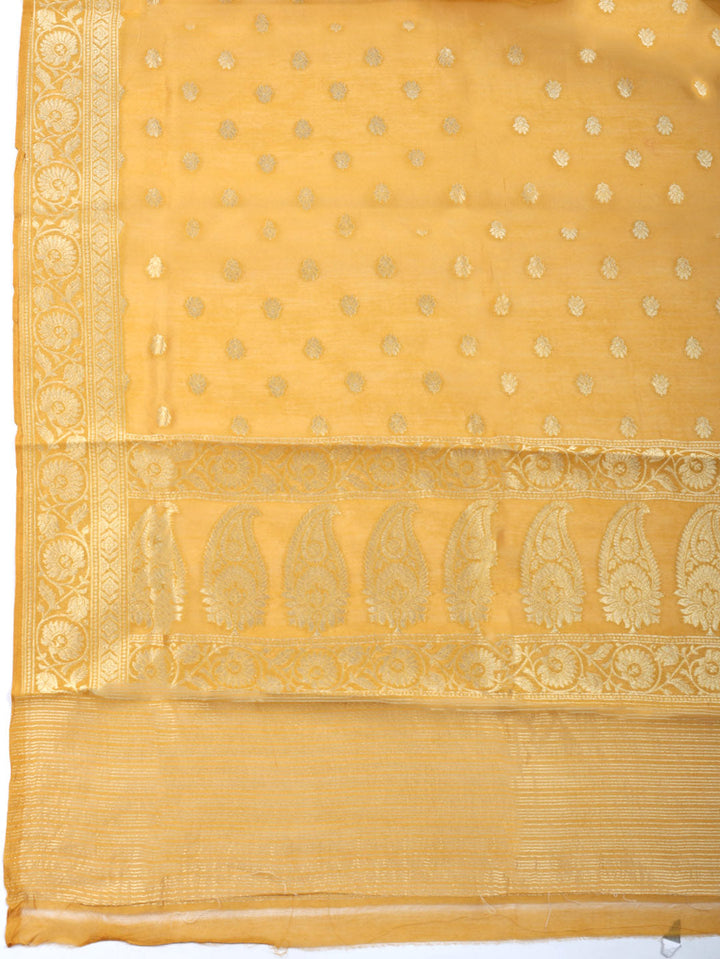 Embroidered Chanderi Unstitched Suit With Pant &amp; Dupatta