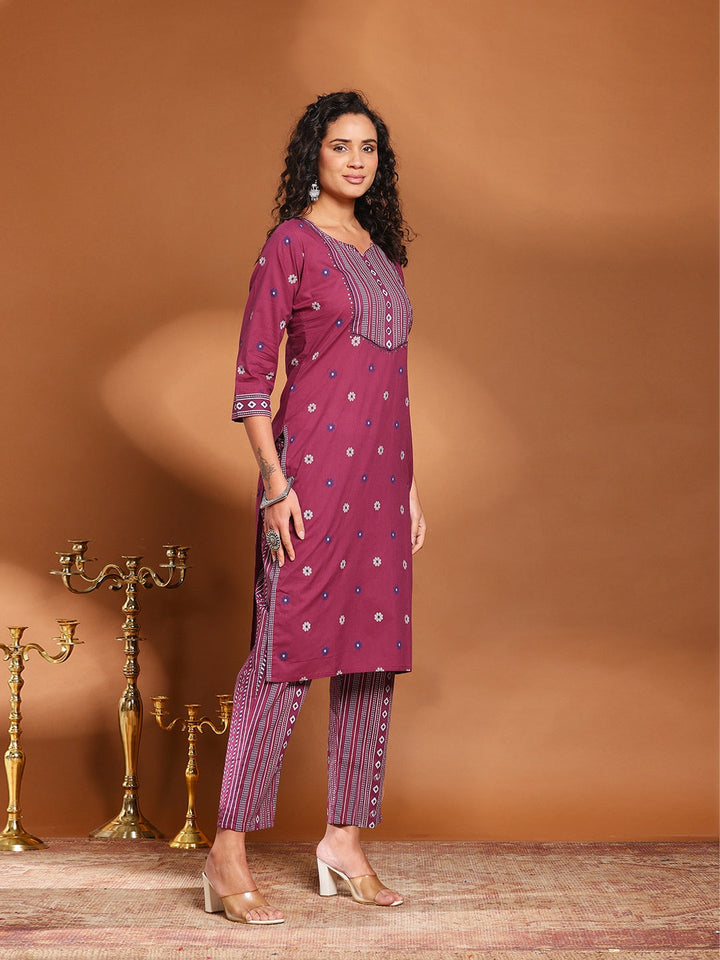 Printed Cotton Blend Kurta With Pant