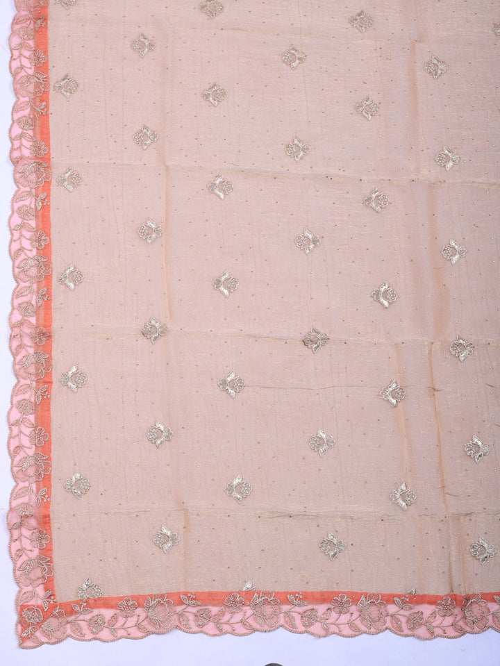Embroidered Tissue Unstitched Suit With Pant &amp; Dupatta
