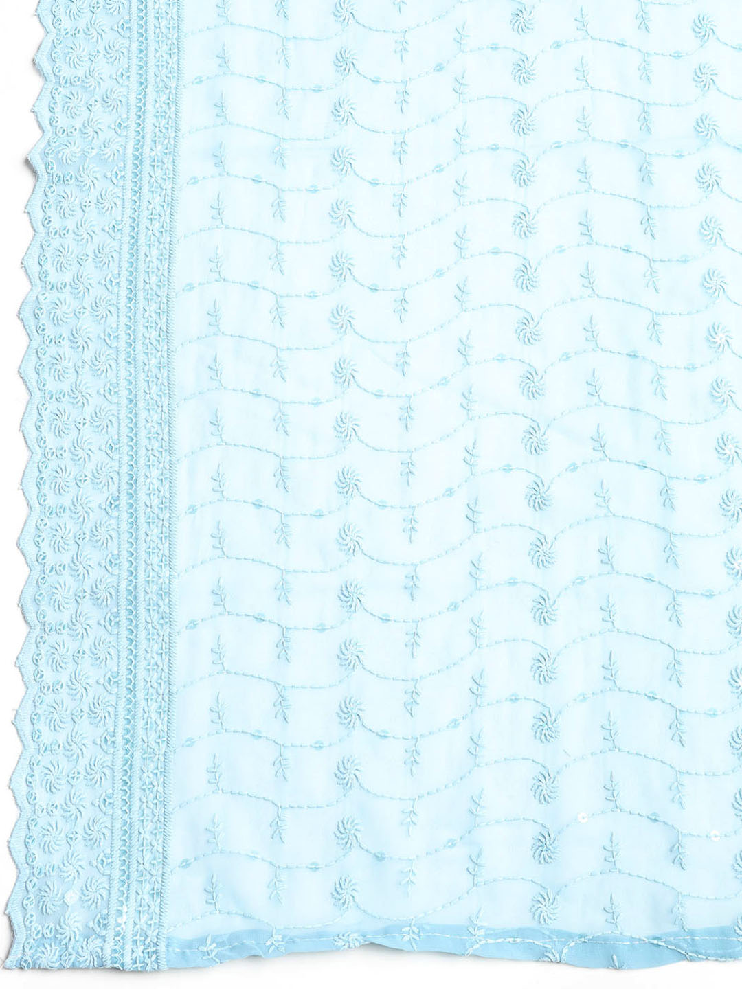 Chikan Work Georgette Unstitched Suit With Dupatta