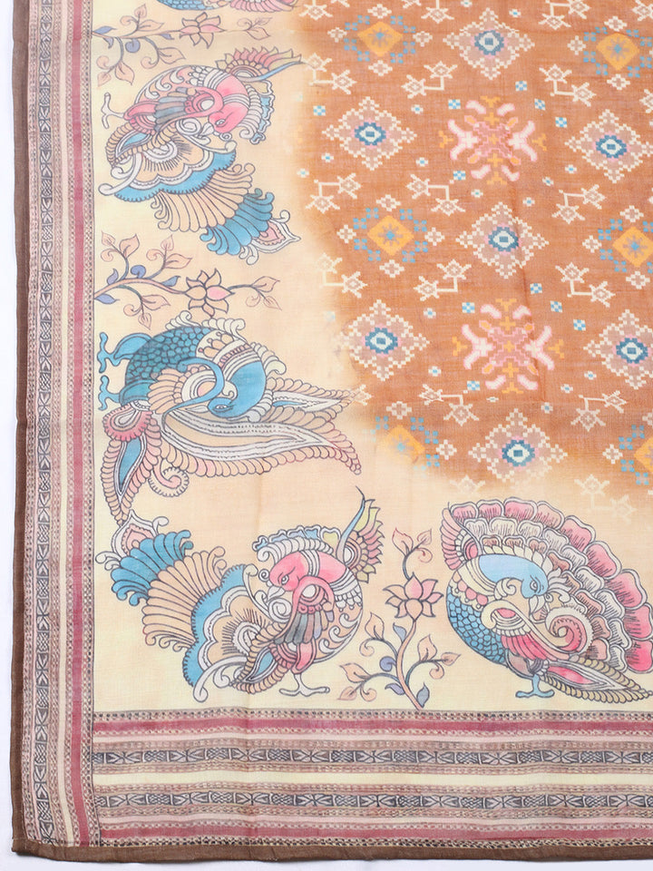 Embroidered Linen Blend Unstitched Suit With Pant &amp; Dupatta