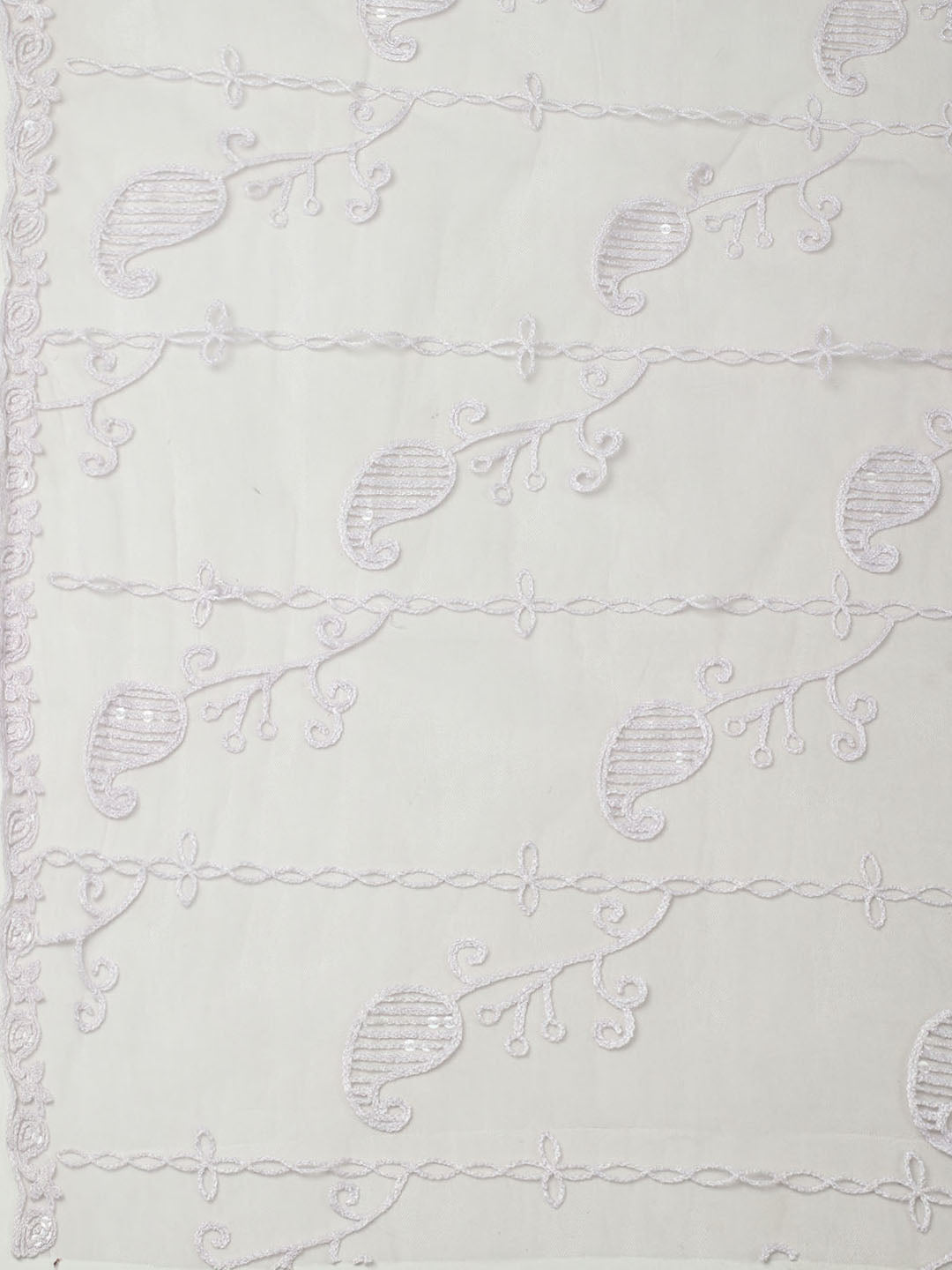 Embroidered Chanderi Unstitched Suit With Pant &amp; Dupatta