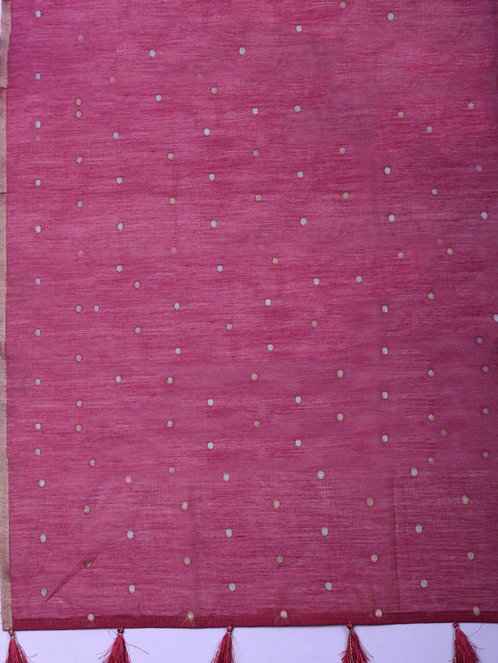 Embroidered Chanderi Unstitched Suit With Pant &amp; Dupatta