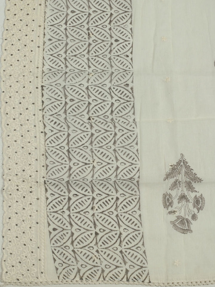 Printed Cotton Unstitched Suits Printed Suit With Pant &amp; Dupatta