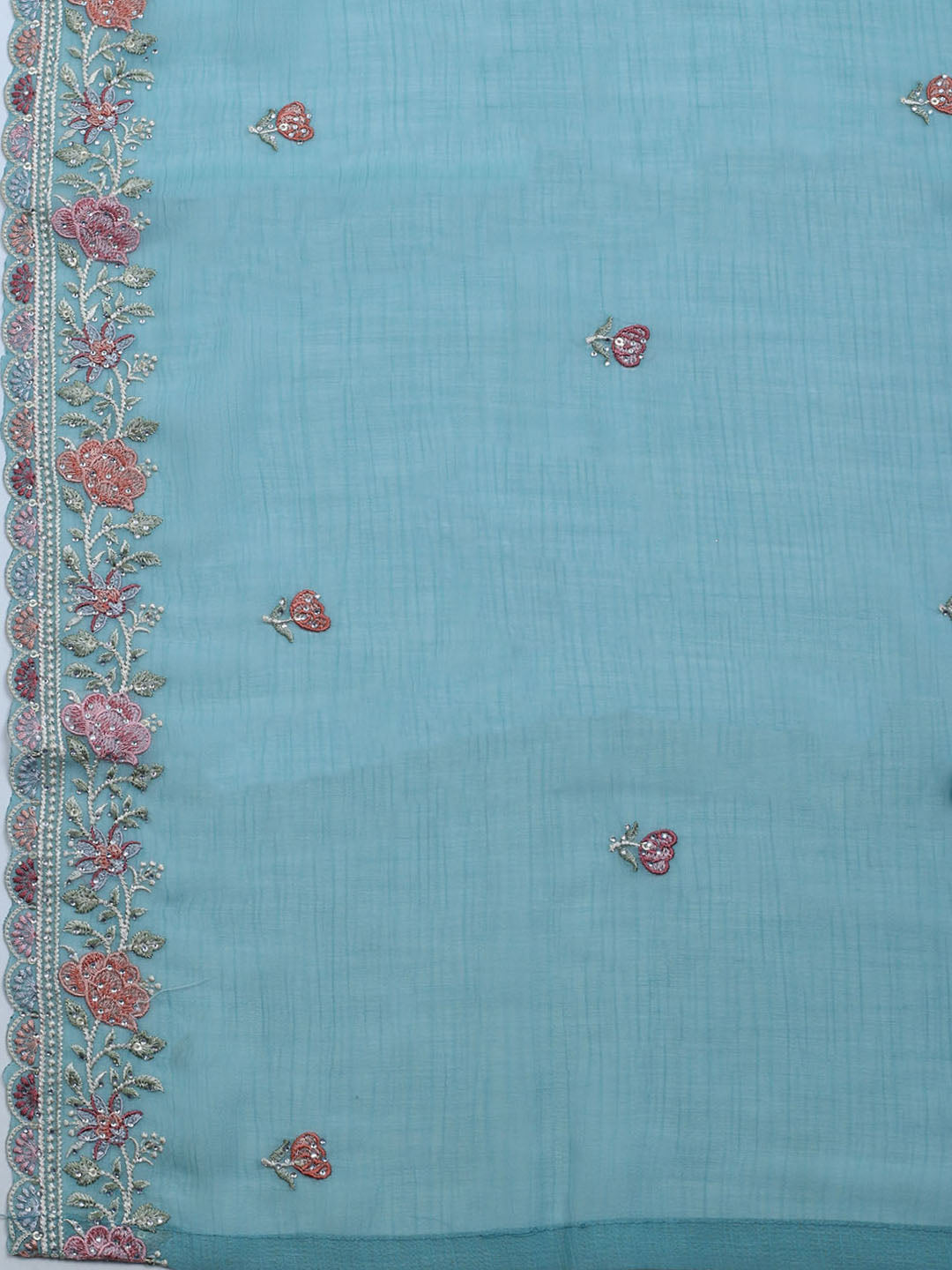 Embroidered Chiffon Unstitched Suit With Dupatta