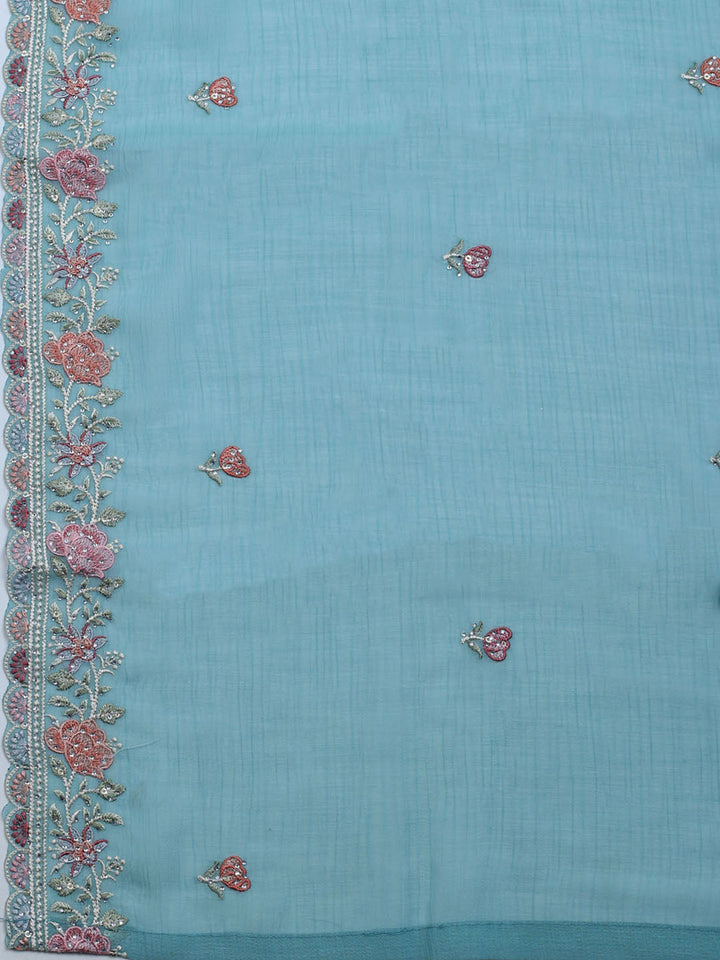 Embroidered Chiffon Unstitched Suit With Dupatta