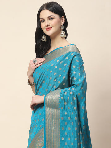 Zari Border Booti Woven Handloom Saree