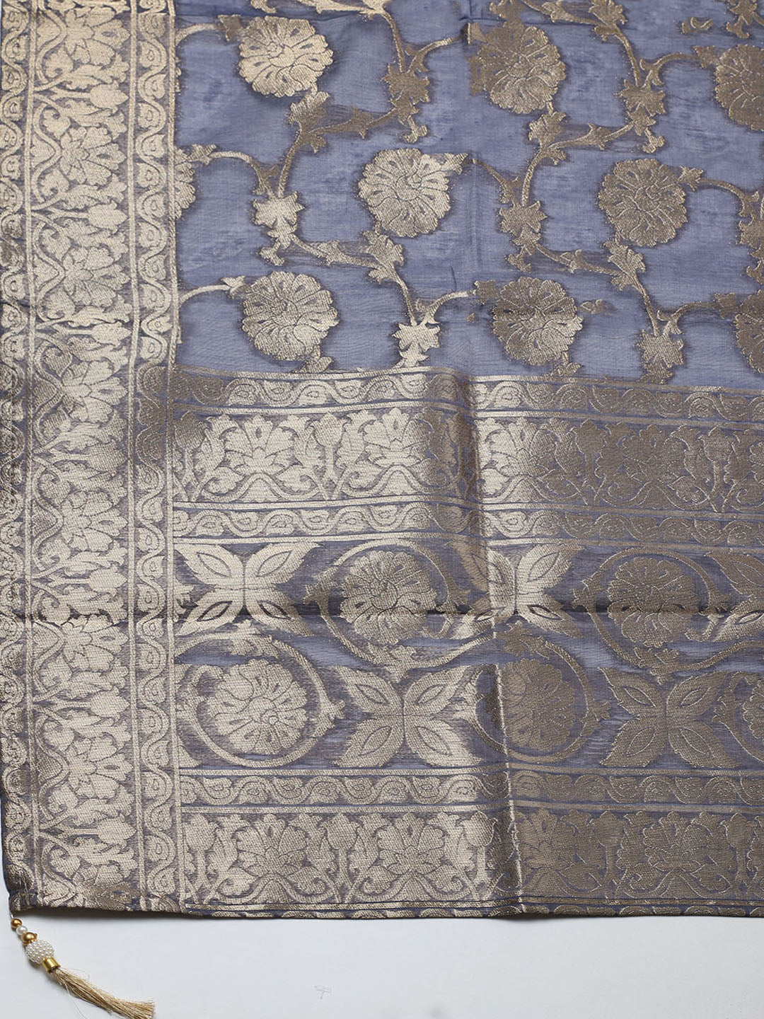 Embroidered Organza Unstitched Suit With Pant &amp; Dupatta