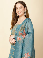 Embroidery Tissue Unstitched Suit Piece With Dupatta
