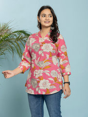 Printed Cotton Blend Short Kurti