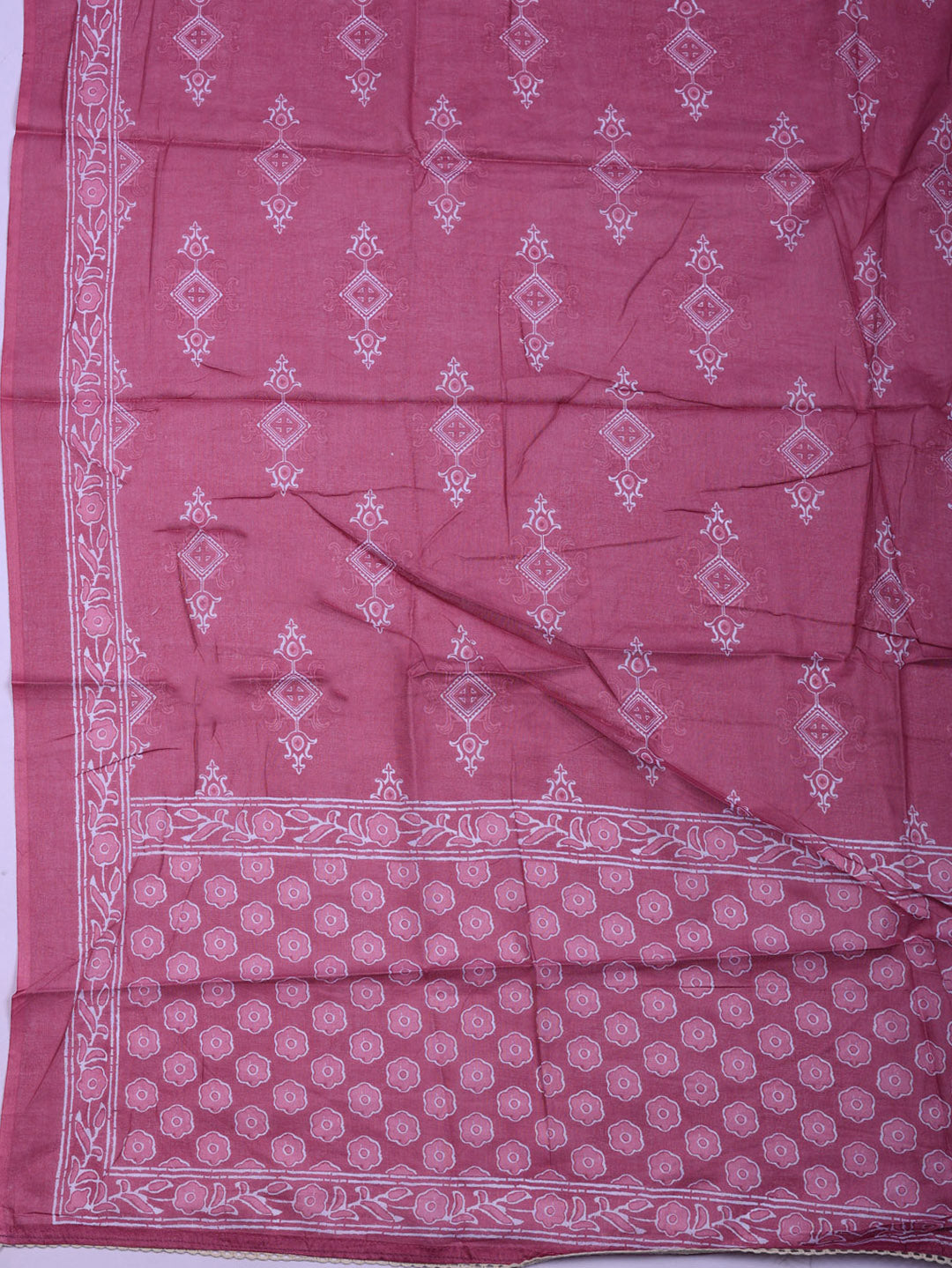 Printed Cotton Blend Unstitched Suit With Pant &amp; Dupatta