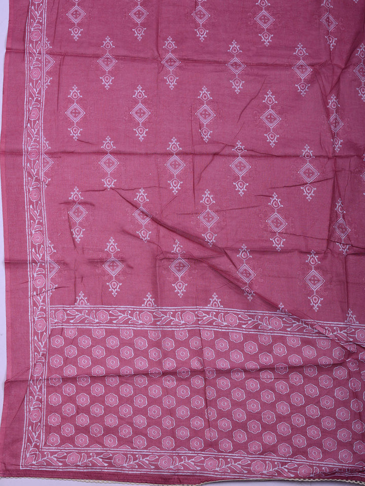 Printed Cotton Blend Unstitched Suit With Pant &amp; Dupatta