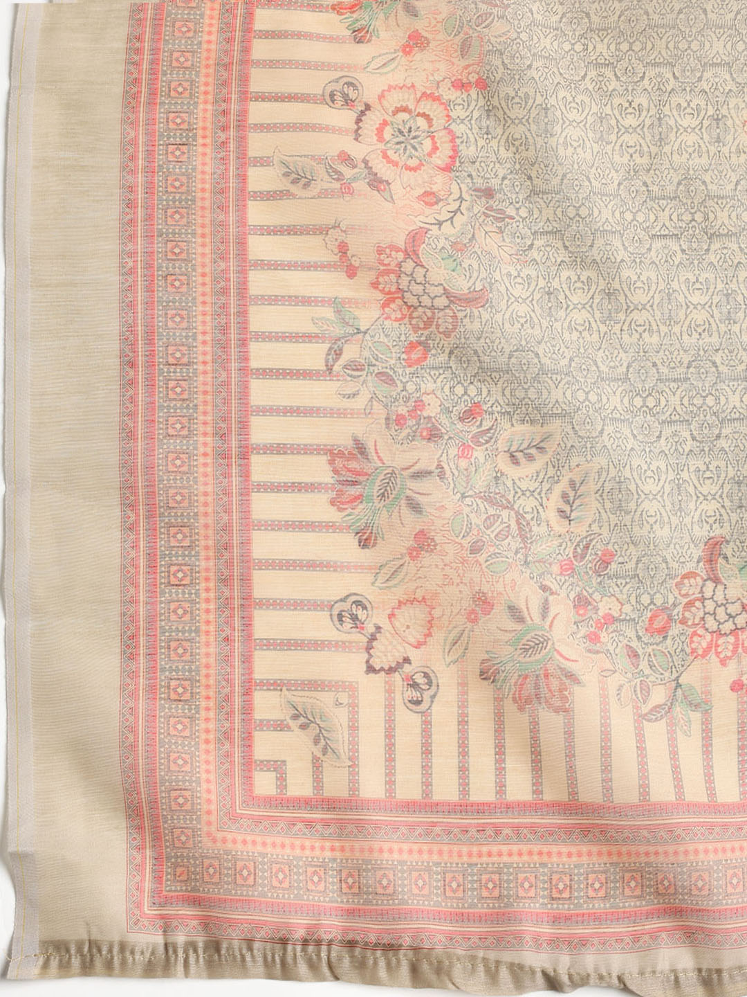 Printed Booti Chanderi Unstitched Suit With Dupatta
