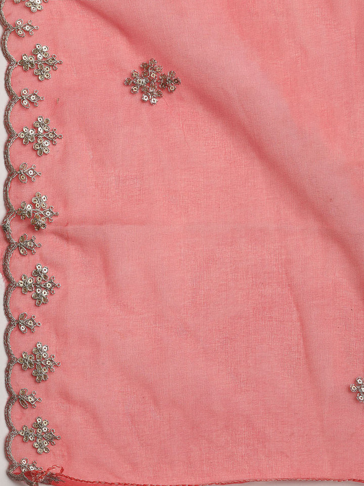 Neck Embroidered Organza Unstitched Suit With Dupatta