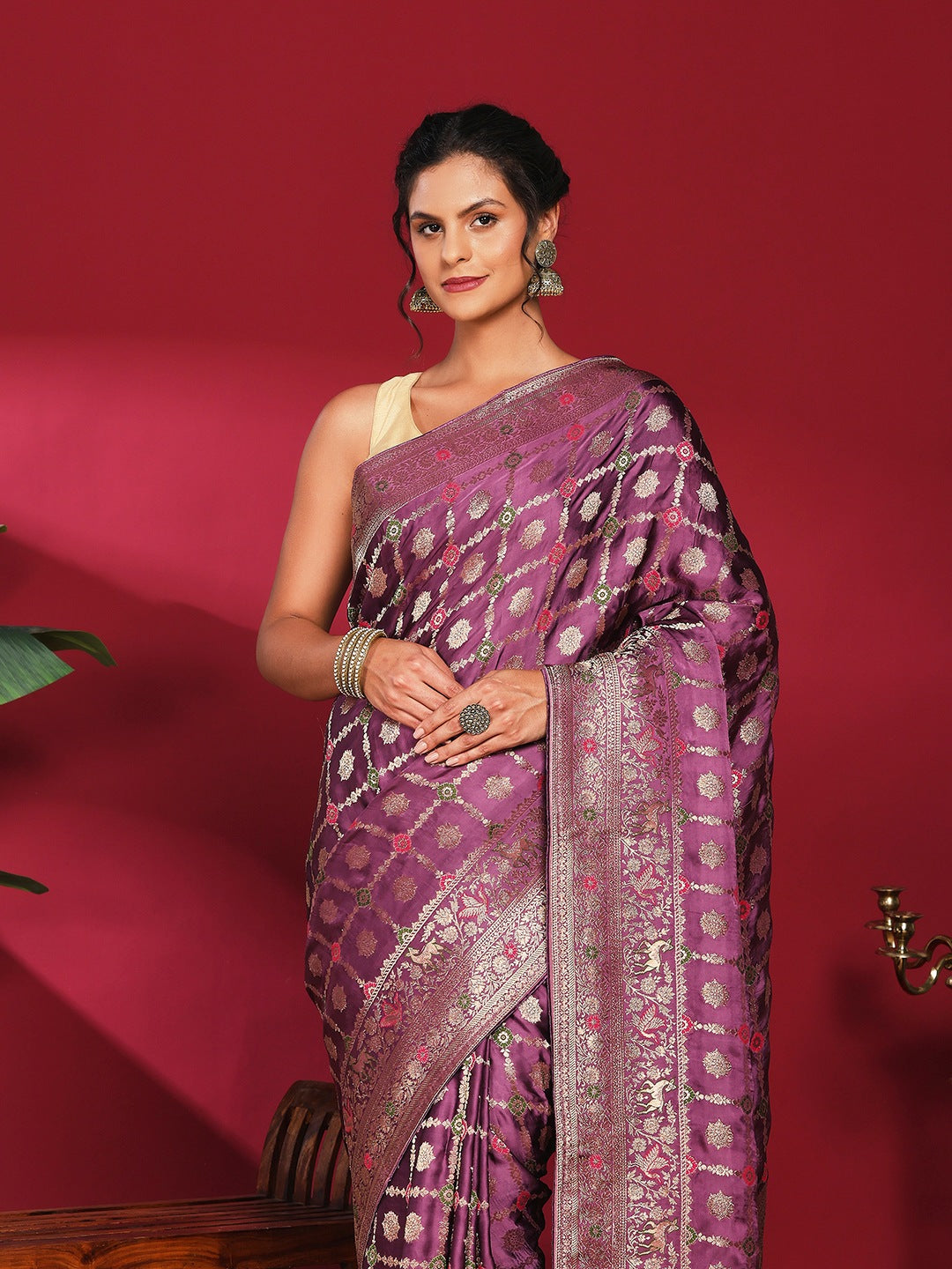 Woven Design Satin Saree