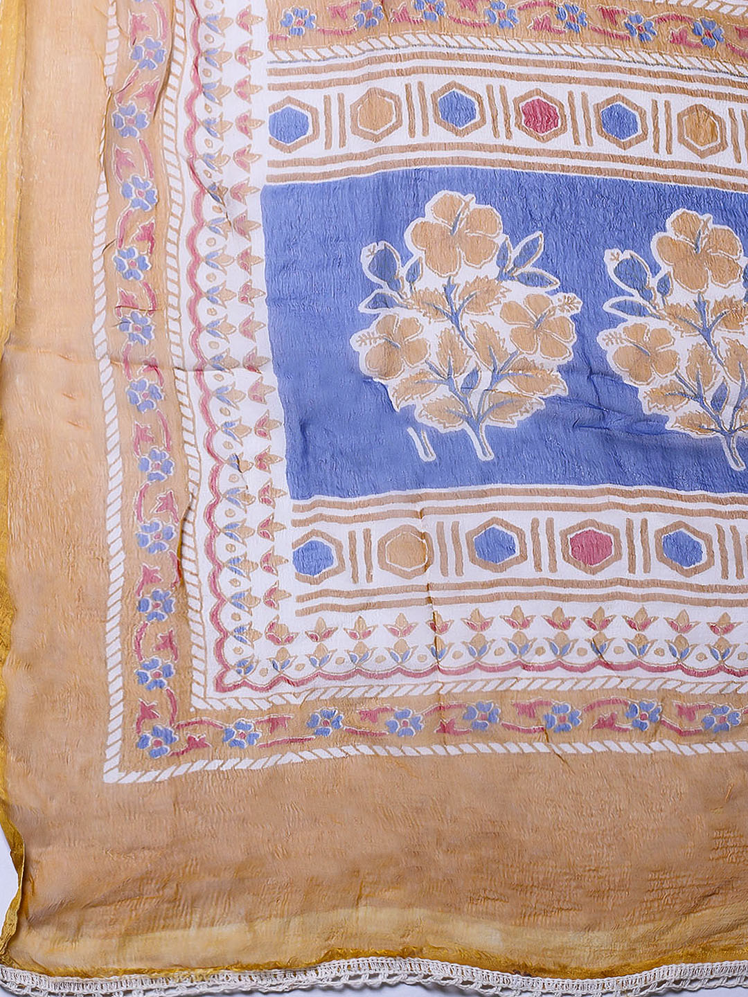 Embroidered Cotton Blend Unstitched Suit With Pant &amp; Dupatta