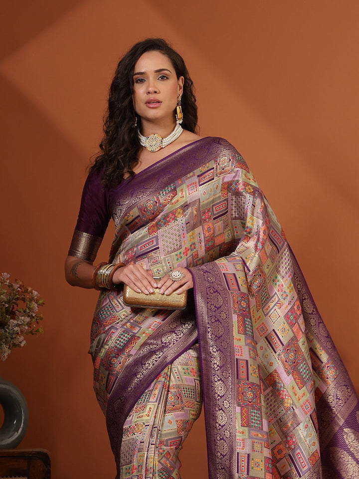 Woven Design Satin Saree