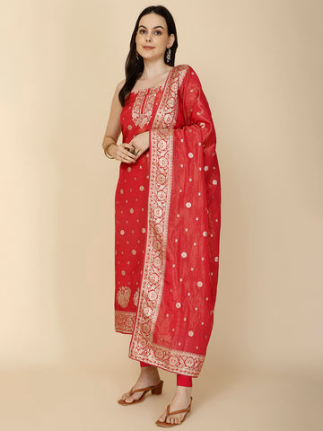 Woven Tissue Unstitched Suit Piece With Dupatta