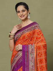 Bandhani Printed Art Silk Woven Saree