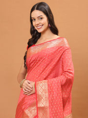 Zari Border Booti Woven Handloom Saree