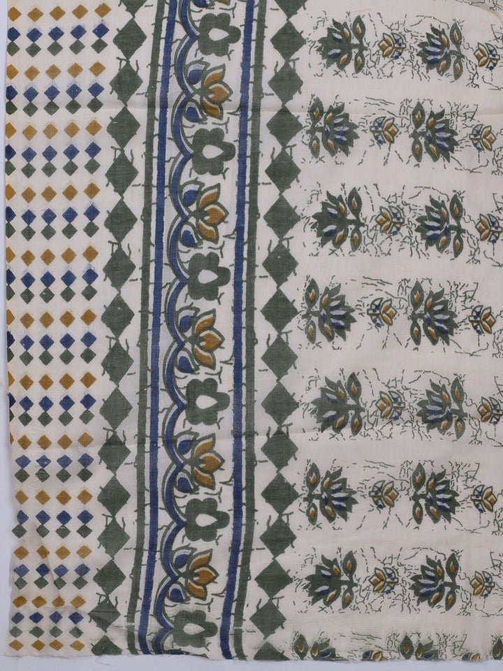 Printed Cotton Blend Unstitched Suit With Dupatta