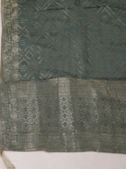 Embroidered Chanderi Pink Unstitched Suit With Pant & Dupatta