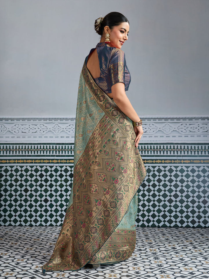Woven Design Meenakari Kanjivaram Silk Saree