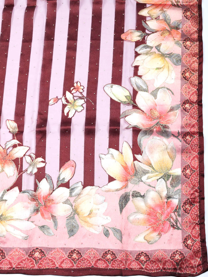 Woven Design Georgette Unstitched Suit With Pant &amp; Dupatta