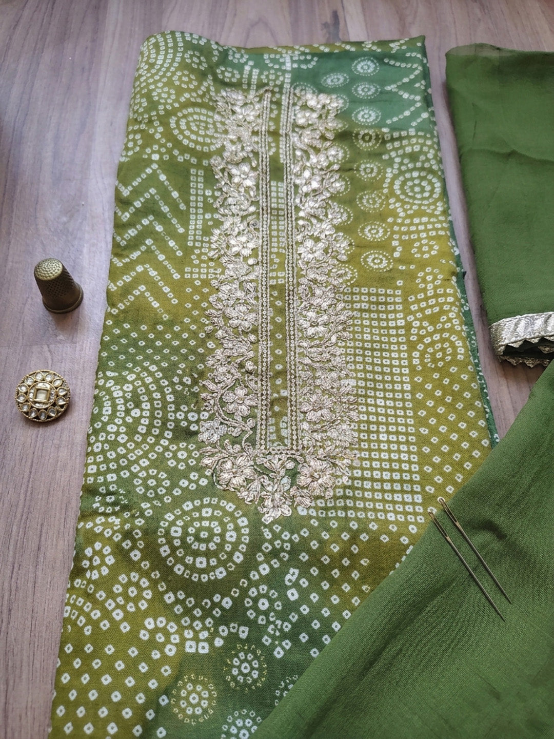 Embroidered Cotton Blend Unstitched Suit With Pant &amp; Dupatta