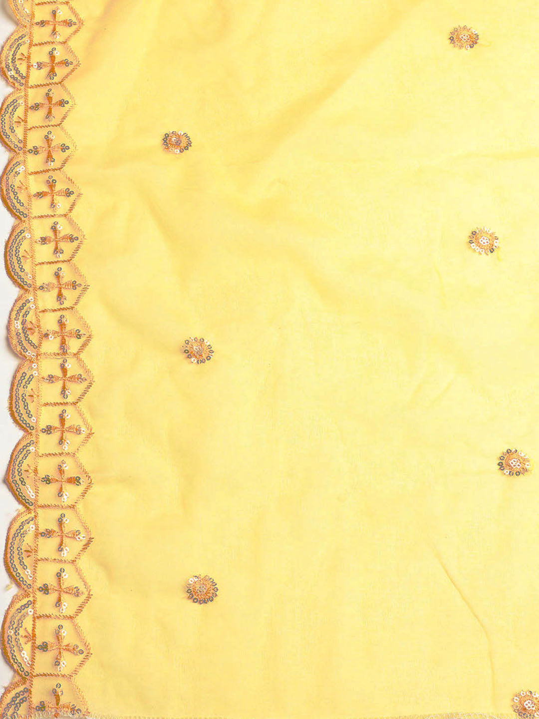 Neck Embroidered Chanderi Unstitched Suit With Dupatta