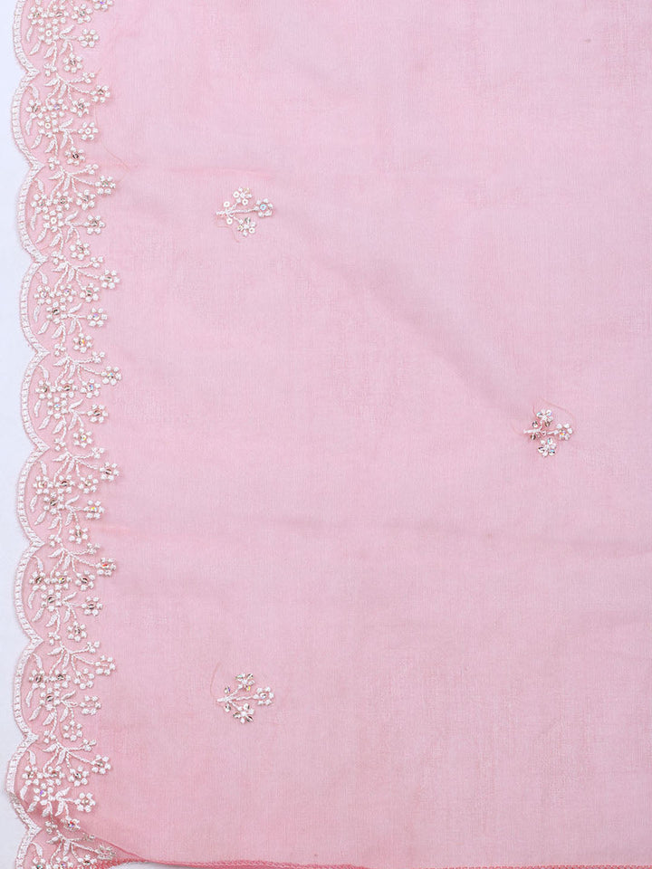 Embroidered Chanderi Unstitched Suit With Dupatta