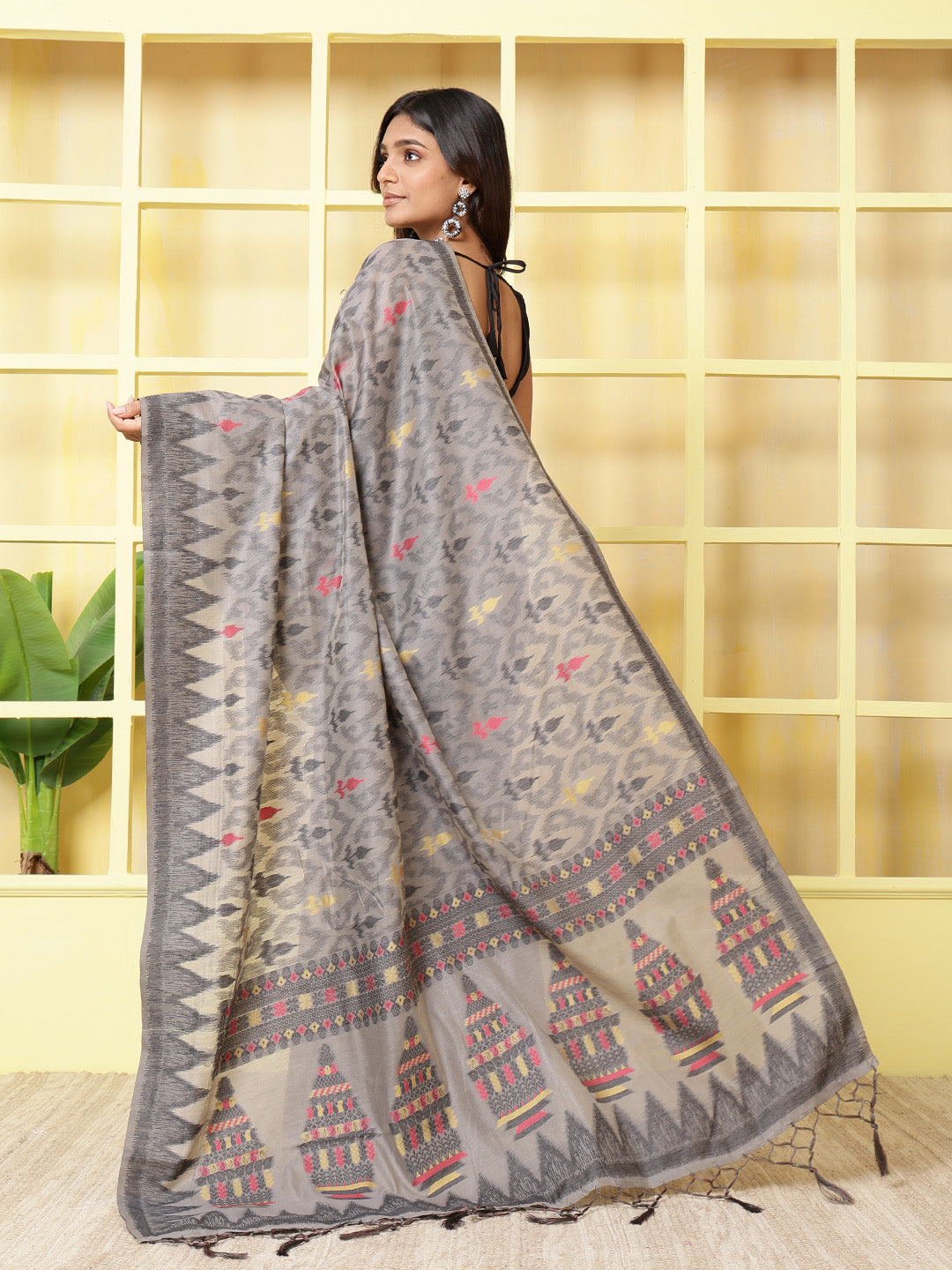 Resham Booti Woven Cotton Saree