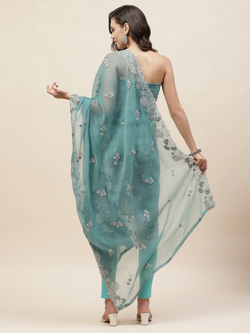 Embroidered Organza Unstitched Suit Piece With Dupatta