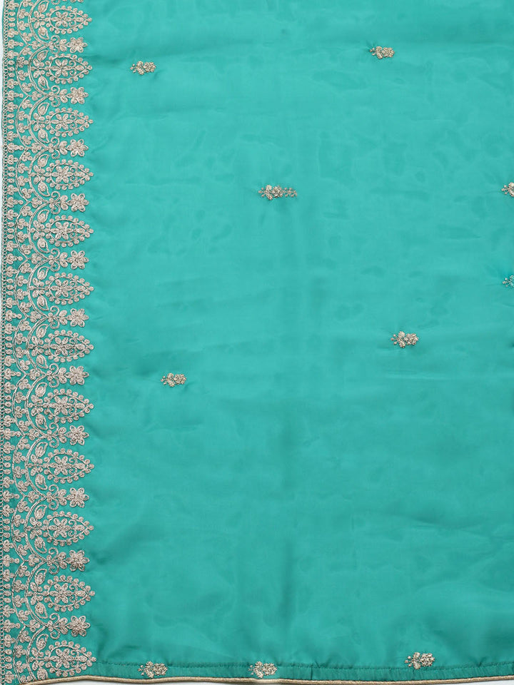 Woven Design Chanderi Unstitched Suit With Pant &amp; Dupatta