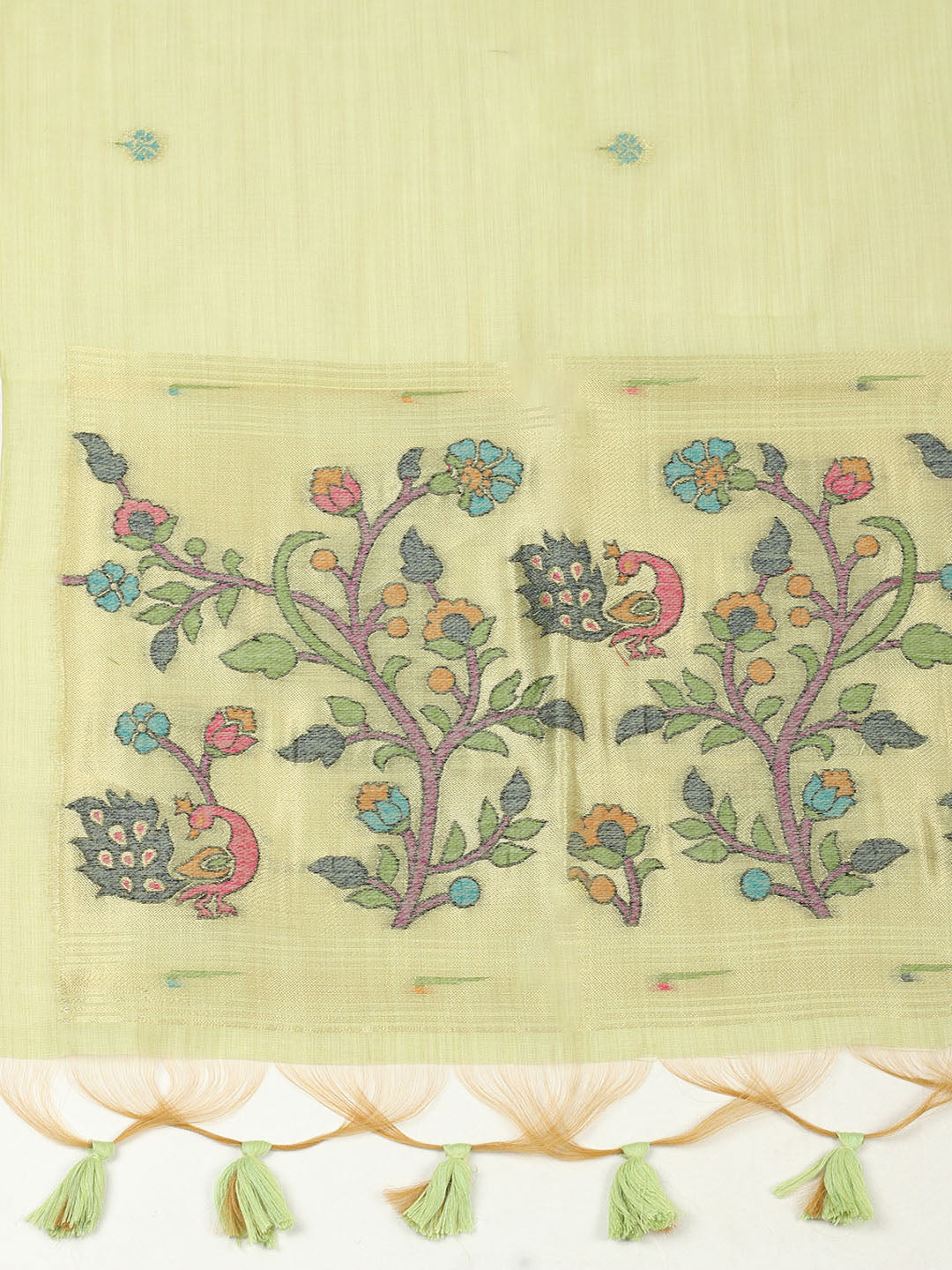 Embroidered Chanderi Unstitched Suit With Pant &amp; Dupatta