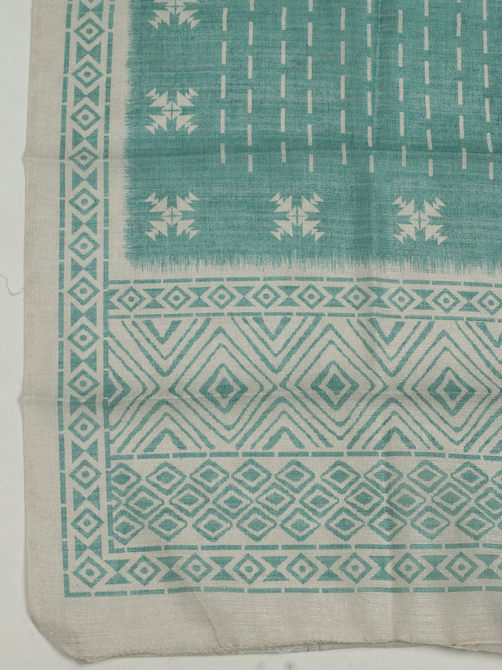 Printed Chanderi Unstitched Suit With Pant &amp; Dupatta