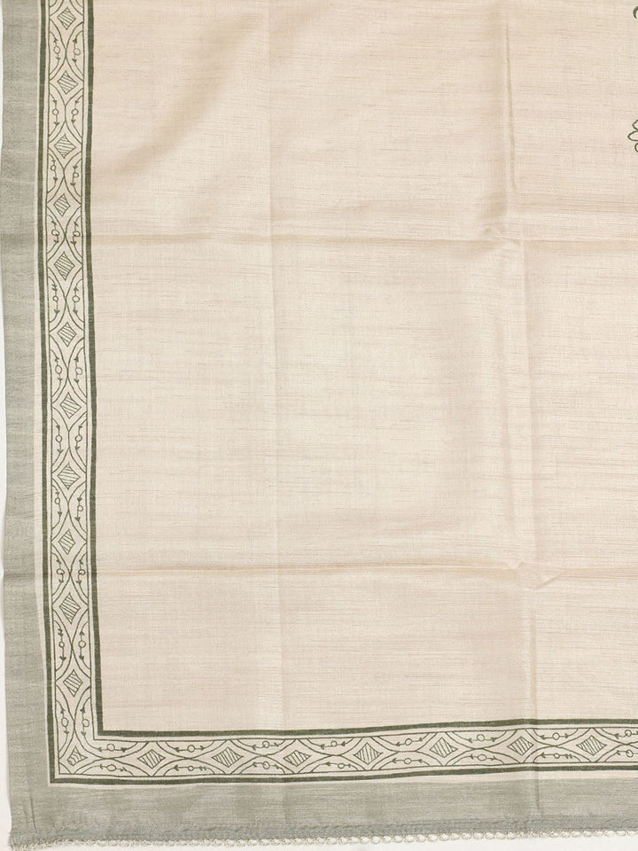 Embroidered Tussar Unstitched Suit With Dupatta