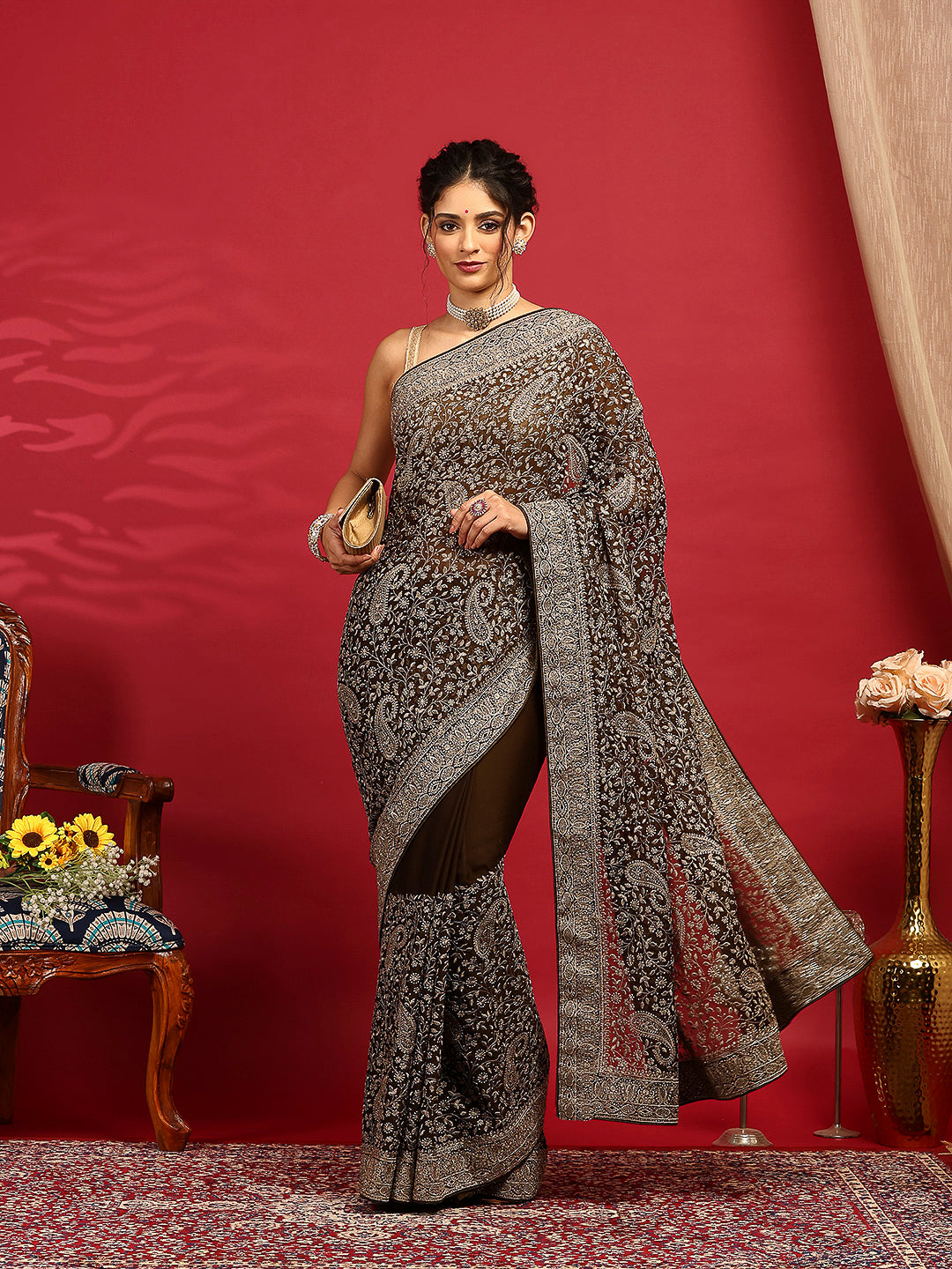 Embroidered Georgette Saree