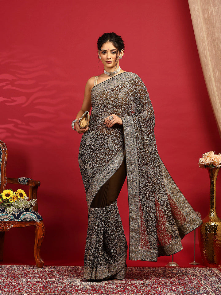 Embroidered Georgette Saree