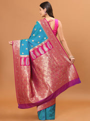 Zari Border Booti Woven Handloom Saree