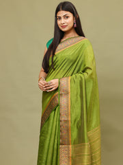 Zari Border Booti Woven Handloom Saree