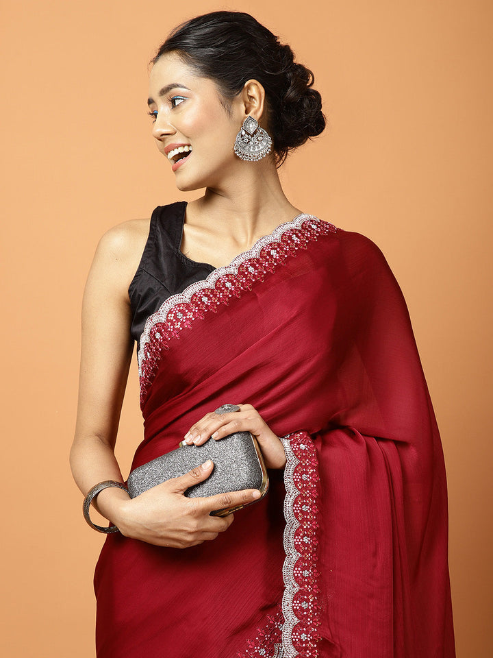 Stone Work Art Chiffon Saree